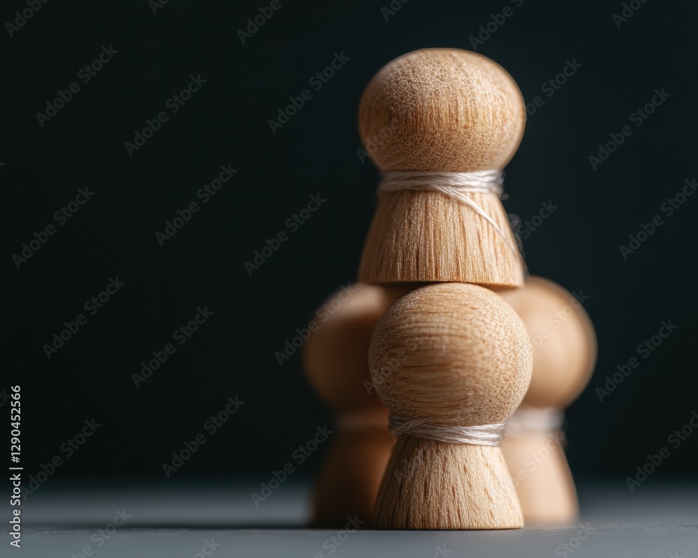 Aufkleber modern business networking visual minimalist wooden figures with string connections for strategic le