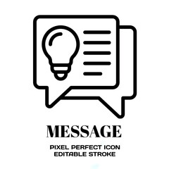 Message symbol, featuring an editable stroke outline icon isolated on white background flat vector illustration. Pixel perfect