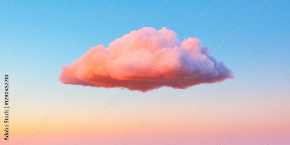 Poster ethereal cloud formation soft pastel hues in open sky - tech imagery for innovative digital marketin