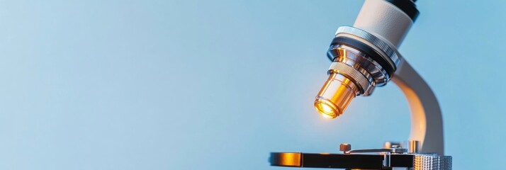 Minimalist Scientific Workspace Clinical Microscope against Blue Gradient for Advanced Research Documentation - Medical Sector Innovation and Precision Analysis