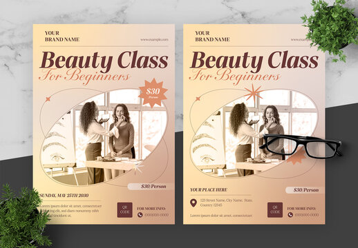 Brown And Beige Beauty Class Flyers