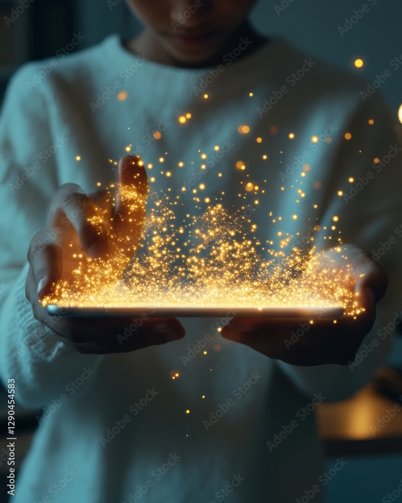 Aufkleber Immersive EdTech AI-Driven Tablet for Teen Learners with Interactive Visuals - Enhancing Digital Education in Cozy Modern Learning Spaces