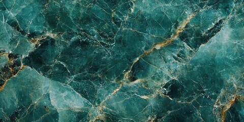 Naklejka premium Dark green marble texture with intricate golden veins, creating an elegant and luxurious pattern suited for backgrounds and design projects.