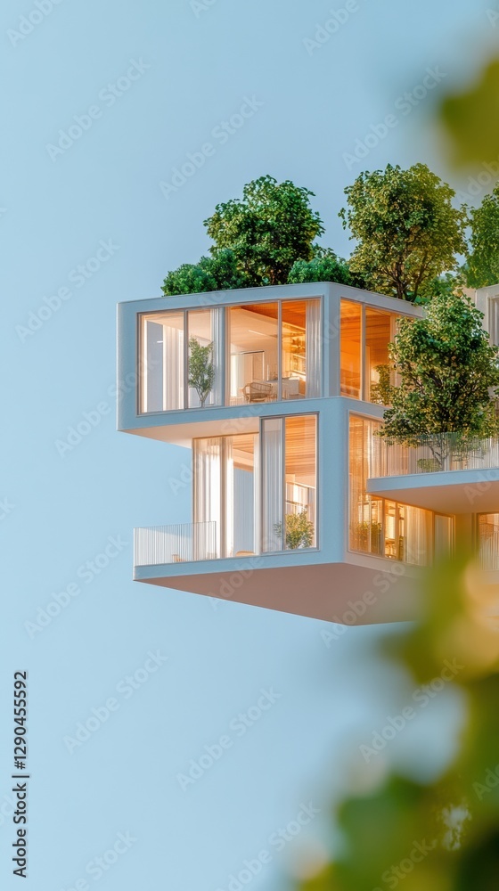 Poster contemporary eco-urban architecture timber-accented mixed-use development with greenery - next-gen u