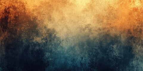 Fototapeta premium Abstract background featuring a grainy grunge texture with warm orange and deep blue tones blending seamlessly from top to bottom creating depth.