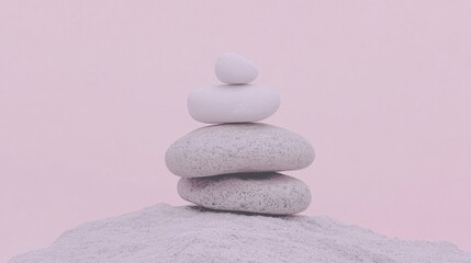 A calming meditation quote in soft pastel colors with a peaceful nature background