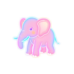 Fototapeta premium Baby elephant holographic 3D icon. neon symbol vector illustration isolated on white background. Generative AI