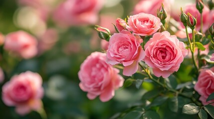 Obraz premium Stunning Pink Roses in a Garden Bloom