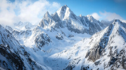 Mountain vector set silhouette nature winter mountainous valleys outdoor rocky snow ice top of mount landscape travel climbing hill peak hiking illustration