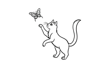 cat silhouette of a butterfly on a white background