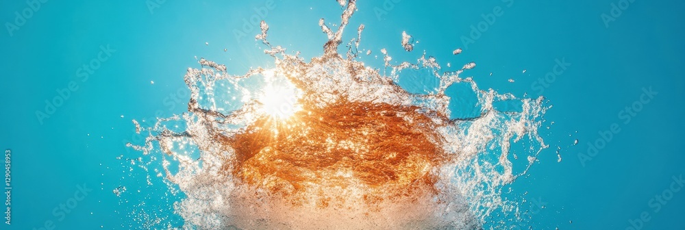 Poster dynamic water explosion aesthetics sunlit splash and ripple patterns for sports performance branding