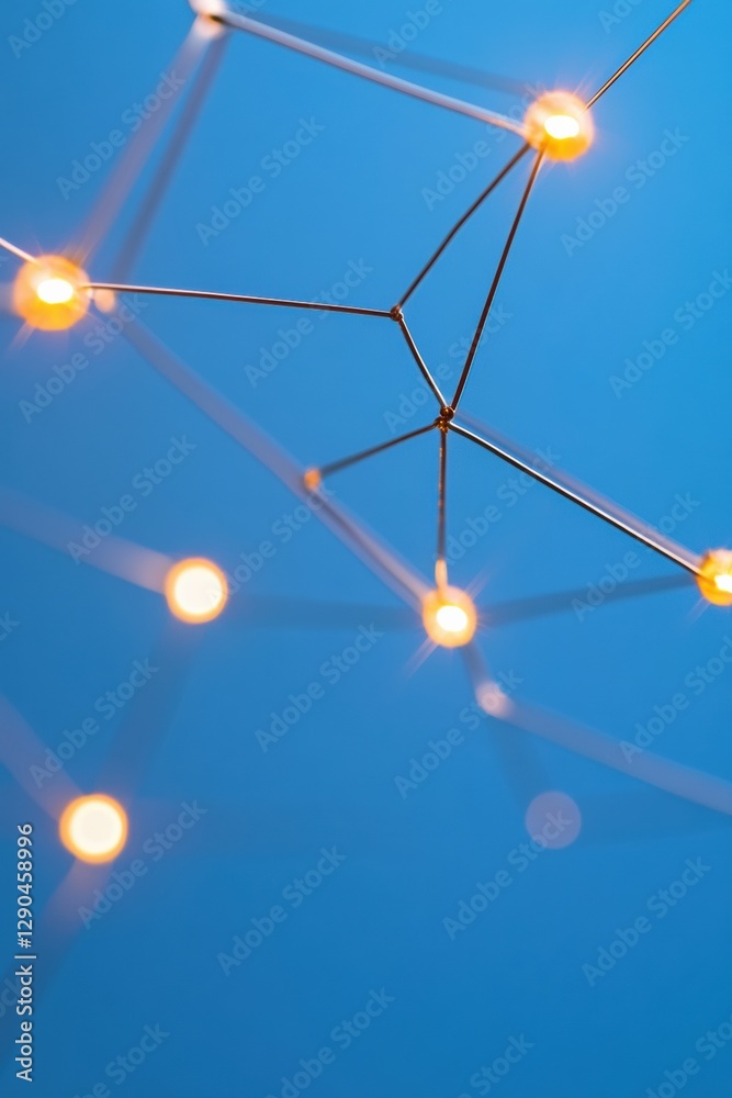 Aufkleber Futuristic Blockchain Network Visualization Modern Node and Path Connective Design on Metallic Framework - Business Innovation and Secure Data Integrity Display for Tech Industries