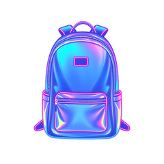 Fototapeta premium Backpack holographic 3D icon. neon symbol vector illustration isolated on white background. Generative AI