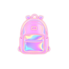 Fototapeta premium Backpack holographic 3D icon. neon symbol vector illustration isolated on white background. Generative AI