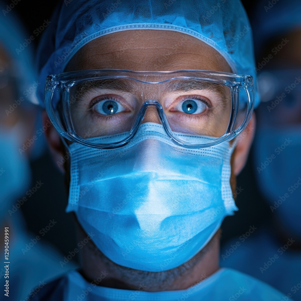 Poster Cutting-Edge Surgical Team in Action Precision Instruments and Sterile Textiles in a High-Tech Operating Room - Enhancing Healthcare Excellence for Modern Medical Professionals