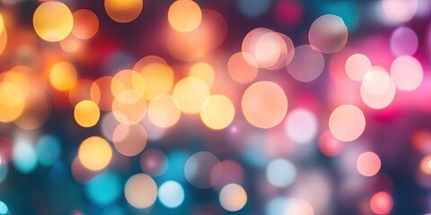 Obraz premium Colorful bokeh lights in warm orange and cool blue tones softly blurred against a dark background creating a festive and dreamy atmosphere.
