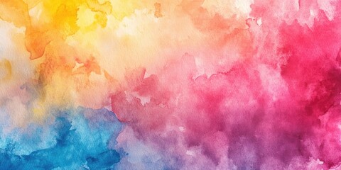 Fototapeta premium Colorful watercolor paper texture with vibrant yellow, pink, and blue hues blended in soft abstract patterns ideal for backgrounds and design projects.