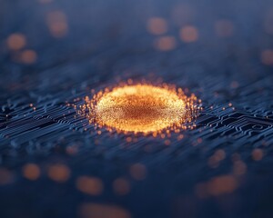 Futuristic Digital Fingerprint Interface Illuminated Mesh and Circuit Overlay on Dark Surface - Advanced Biometric Security for Tech-Driven Industries