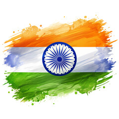 Indian Flag Watercolor Design isolated on transparent background
