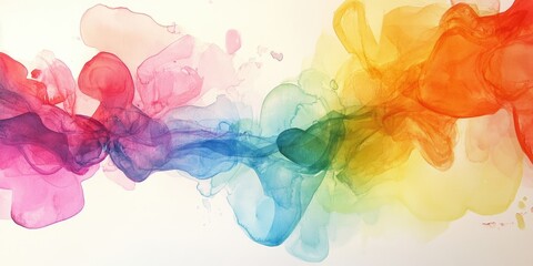 Obraz premium Colorful abstract watercolor design featuring flowing vibrant hues of pink, blue, green, and orange blending seamlessly across the canvas.