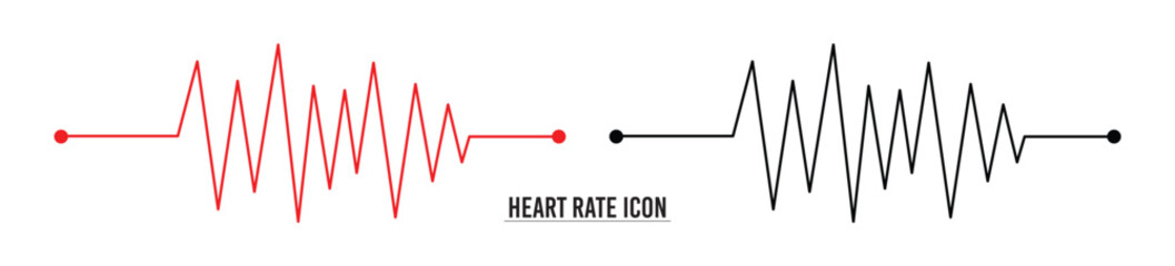 Red heartbeat line collection with heart symbol, cardiology, medical pulse, ECG, EKG design, healthcare clipart vector illustration, health monitoring, digital heartbeat graphics in eps 10.