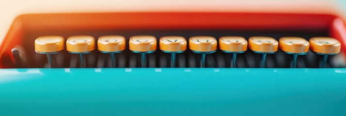 Naklejka premium Retro Vibe Content Creation Vintage Manual Typewriter on Teal Wood - Authentic Writing Tool for Nostalgic Marketing and Creative Business Storytelling