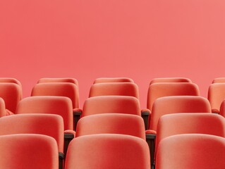 Obraz premium Retro Pop Lecture Seating Vintage Fabric Stadium Chairs on Colorful Backdrop - Engaging Academic Content and Dynamic Educational Facility Design