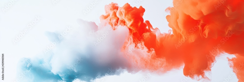 Fototapete Vibrant Fluid Art Dynamic Waves of Colorful Ink Clouds on White Canvas - Avant-Garde Visual Content for Creative Marketing and Design Inspiration
