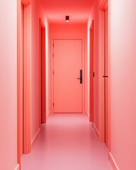 Monochromatic Bubblegum Pink Hallway Playful Interior Design for Fashion-Forward Spaces - Bold Paint Trends in Retail and Creative Set Designs
