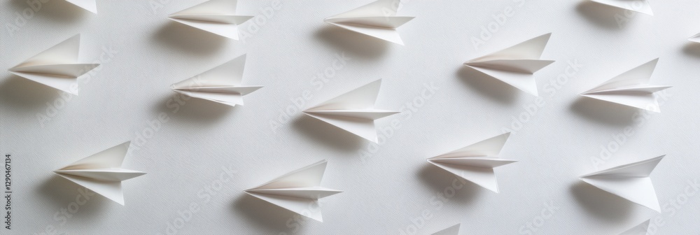 Aufkleber Geometric Origami Display Precision Paper Planes on Textured Canvas - Dynamic Achievement Visuals for Business Innovation and Modern Branding Strategies