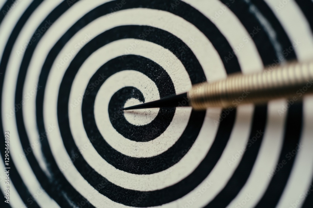 Aufkleber precision focus in minimalist marketing brass dart on black and white concentric target - business s