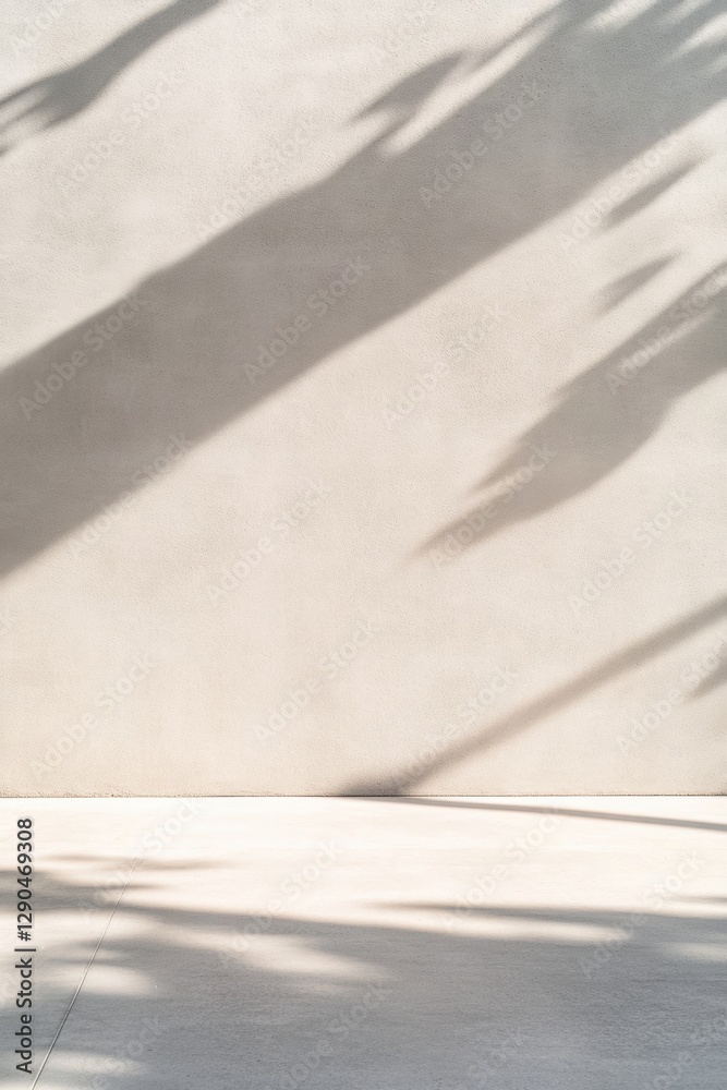 Poster Ultramodern Minimalist Wall with Digital Shadows Soft Gray Concrete Texture in Sleek Workspace - Innovate with Futuristic Design for Tech-driven Environments
