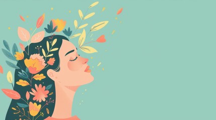 Celebrating world maternal mental health day with floral art design for awareness campaigns. Horizontal banner. Copy space. Postpartum depression concept. Postnatal care services, women's wellness