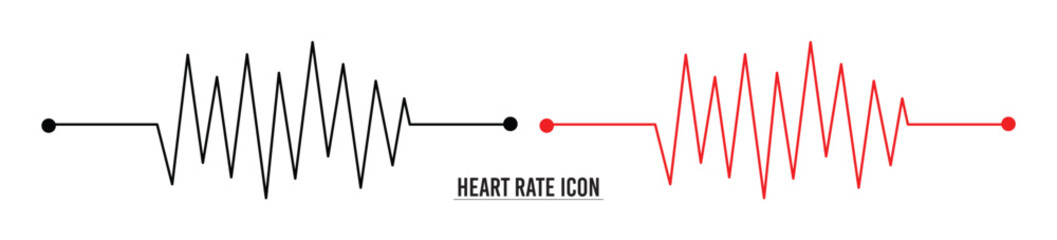 Red heartbeat line collection with heart symbol, cardiology, medical pulse, ECG, EKG design, healthcare clipart vector illustration, health monitoring, digital heartbeat graphics in eps 10.