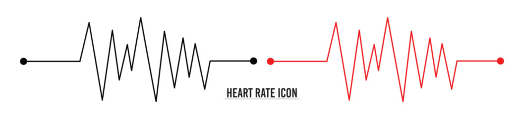 Red heartbeat line collection with heart symbol, cardiology, medical pulse, ECG, EKG design, healthcare clipart vector illustration, health monitoring, digital heartbeat graphics in eps 10.