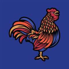 Rooster vector illustration modern simple style flat design