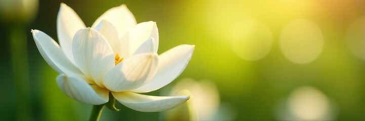 Fototapeta premium Close-up of delicate white petals in sunlight, soft focus background, nature, outdoors, garden