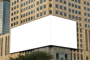 Mockup large billboard on beautiful building in city
