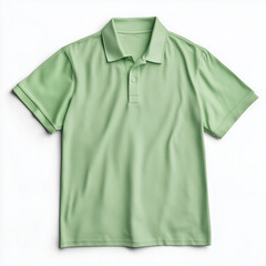 Sage green polo shirt on white background