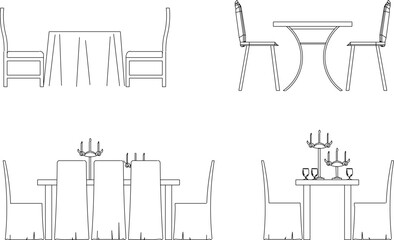 sketch vector silhouette illustration design furniture table chair dining room vintage classic modern