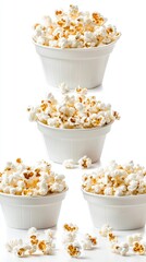 Crispy Popcorn in White Bowls - Perfect Movie Night Snack