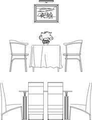 sketch vector silhouette illustration design furniture table chair dining room vintage classic modern 