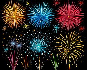Naklejka premium Colorful fireworks exploding in the night sky