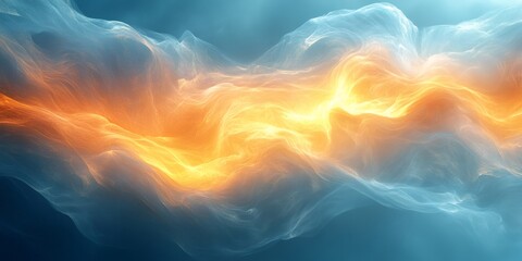 Obraz premium Hot and cold energy beams flowing and glowing abstract background