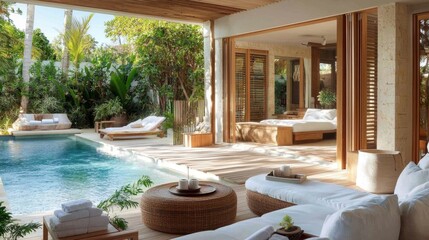 Obraz premium Discover the perfect getaway for personal wellness and tranquility in a lavish villa setting.