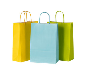 Colorful shopping bags isolated on transparent background