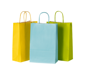Colorful shopping bags isolated on transparent background