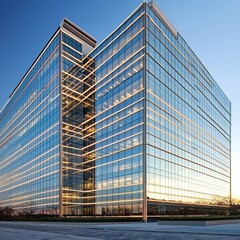 Fototapeta premium Modern corporate building showcasing architectural design.