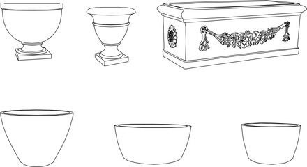 sketch vector silhouette illustration design Cast Stone Pots classic vintage ethnic model 