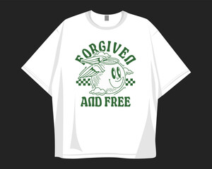 Christian retro t-shirt design for print, Christianity groove cartoon graphic tee